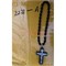 Четки христианские с крестом (2221-A) овальная бусина из черного агата 12 шт/упаковка - фото 205276