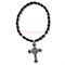 Четки христианские с крестом (2221-I) овальная бусина из черного агата 12 шт/упаковка - фото 205280