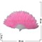 Веер ручной с перьями розовый 12 шт/уп - фото 56312