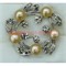 Брошь из речного жемчуга со стразами "венок", цена за 12 штук - фото 70876