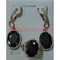Набор серьги и кольцо "Корсика" под черный агат размер 17-20 - фото 75255