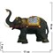 Слон черный с попоной 14 см, полистоун - фото 85114
