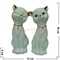Пара кошек с зелеными кулонами 16см, белый фарфор (HS-168F) - фото 93645
